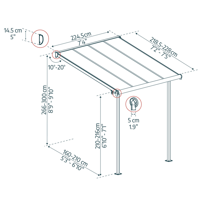Canopia by Palram Sierra terrasseoverdækning 5,29 m²